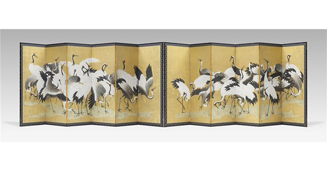 ミネアポリス美術館蔵「群鶴図屏風」の高精細複製品