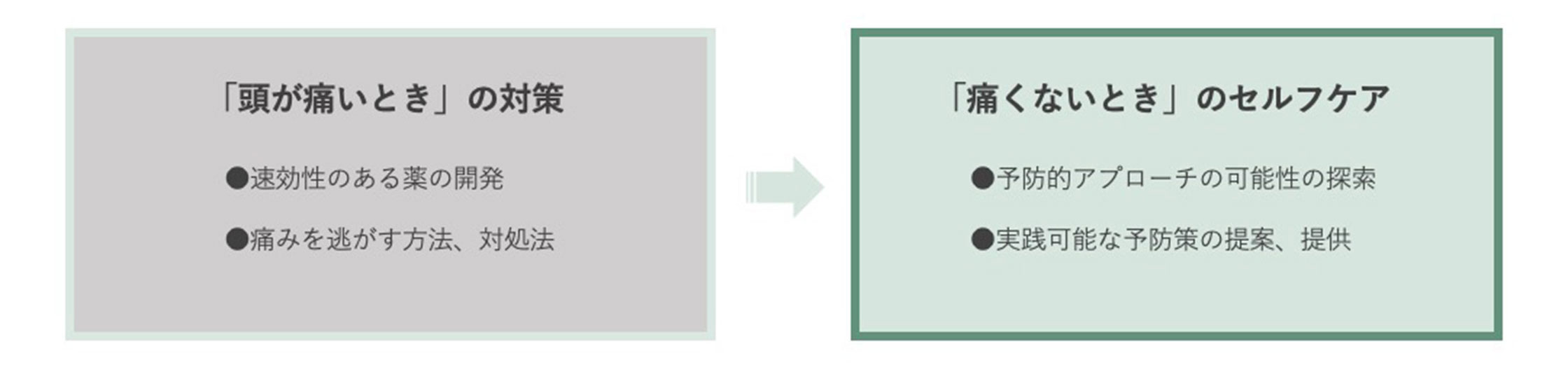 頭が痛いときの対策 即効性のある薬の開発、痛みをの逃す方法、対処法　痛くない時のセルフケア　予防的アプローチの可能性の探索、実践可能な予防策の提案、提供